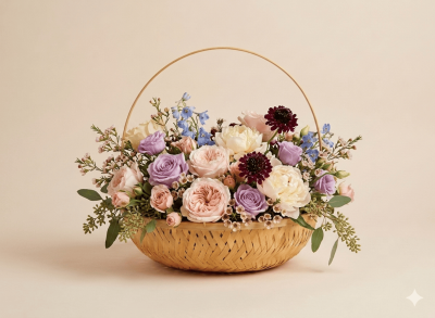 9 inch round basket with handle